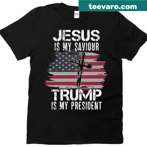 T-shirt with typography stating faith and political beliefs