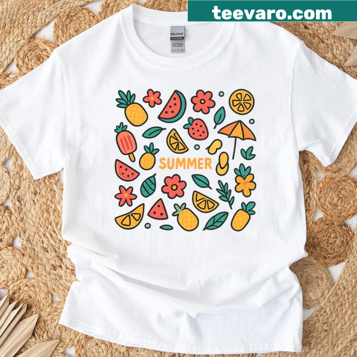 Cute cartoon snack icons on a T-shirt designed for kids — on a men's t-shirt