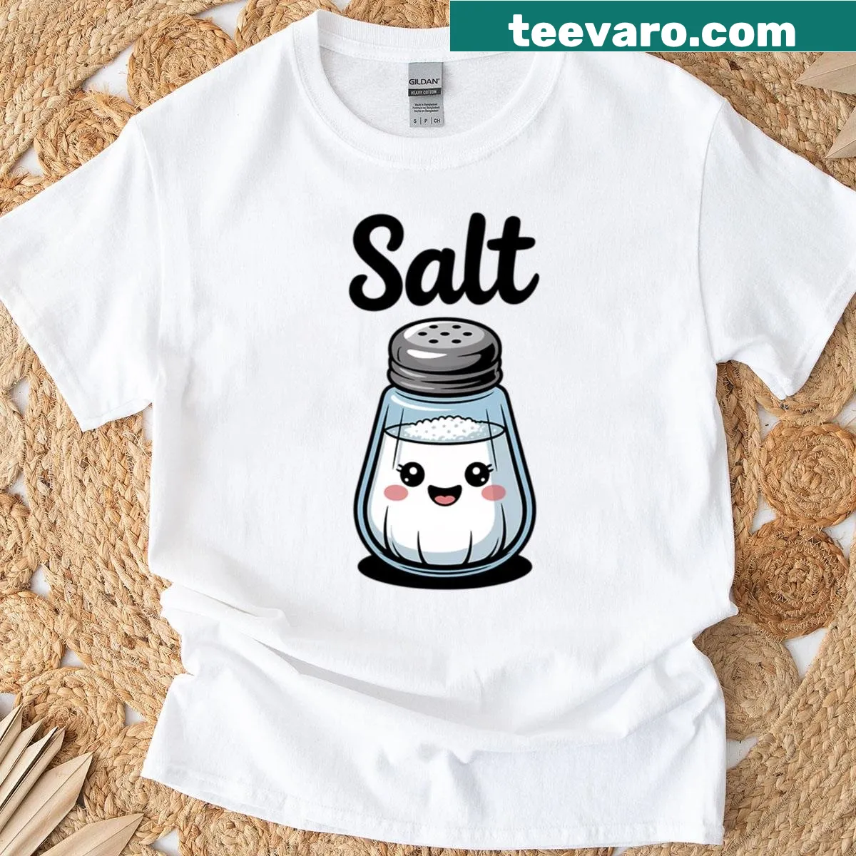 Kawaii Halloween T-shirt with salt and pepper shakers — on a men's t-shirt