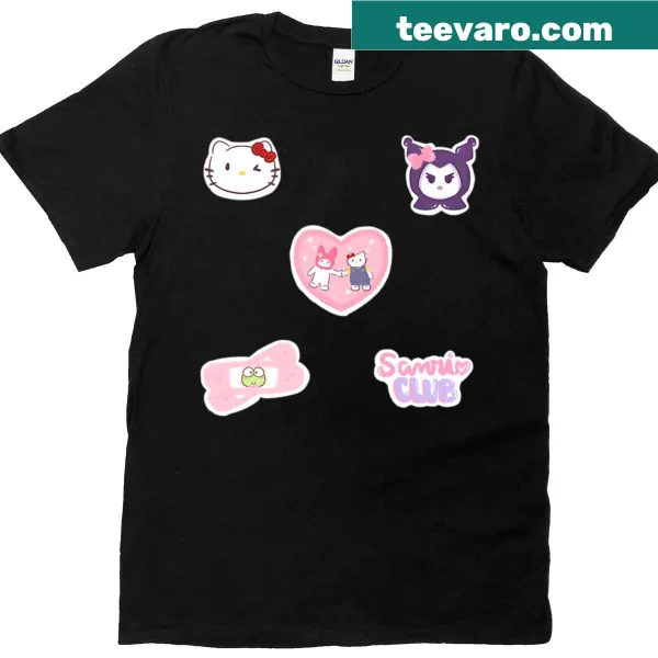 Oversized T-shirt with cartoon cats design