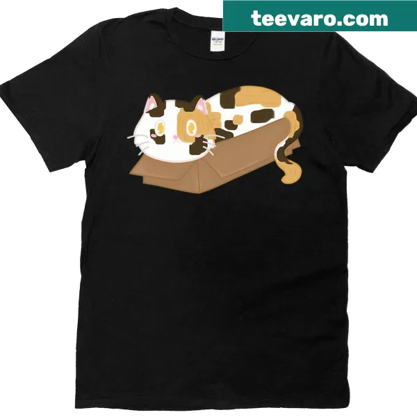 T-shirt featuring an adorable cat sitting on a box