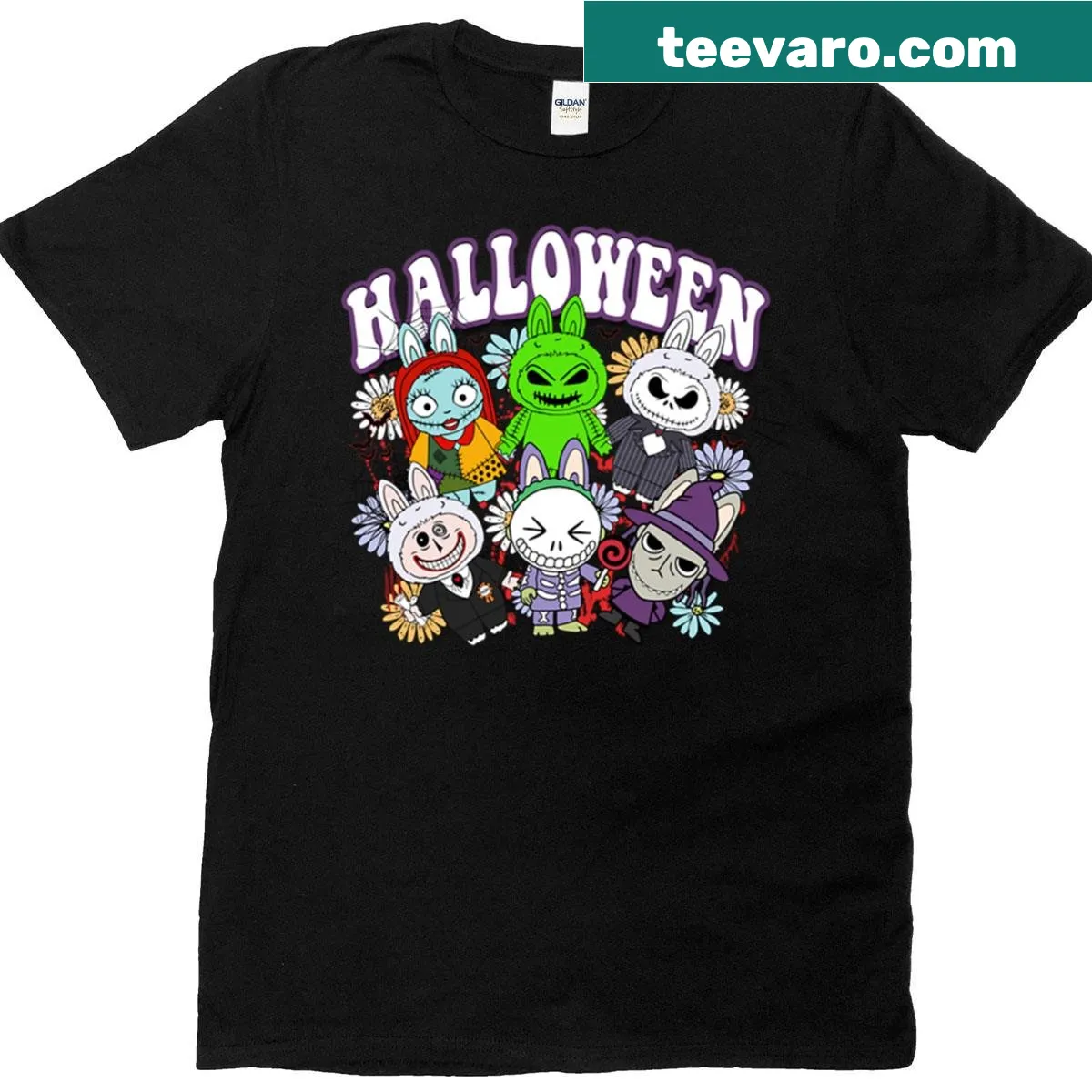 T-shirt featuring characters from The Nightmare Before Christmas — on a men's t-shirt