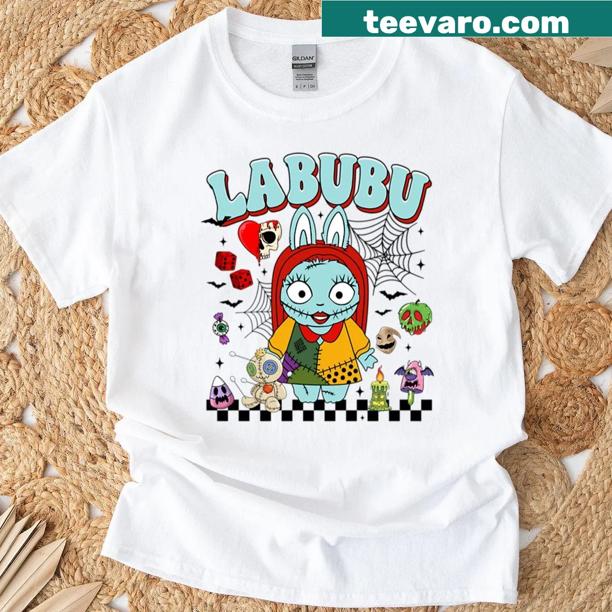 Kawaii T-shirt featuring a cartoon character inspired by Sally from Nightmare Before Christmas — on a men's t-shirt