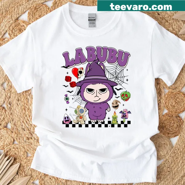 Kawaii Halloween shirt featuring Labubu Witch voodoo doll design