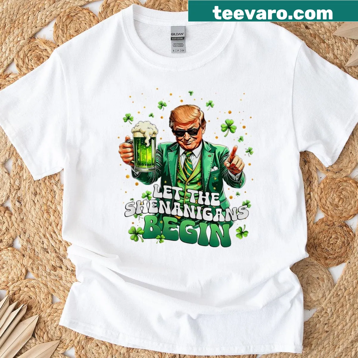 Funny St. Patrick's Day shirt with humorous Trump quote — on a men's t-shirt