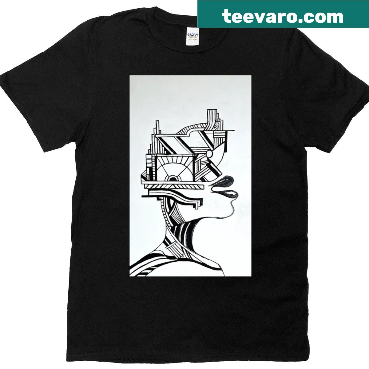 Abstract T-shirt featuring a whimsical design of lips — on a men's t-shirt