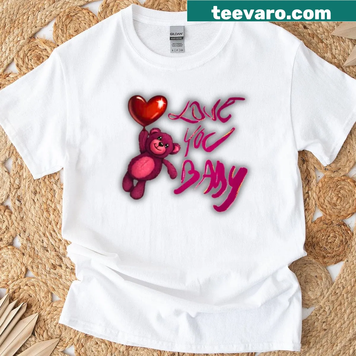 Cute teddy bear t-shirt with loving message — on a men's t-shirt