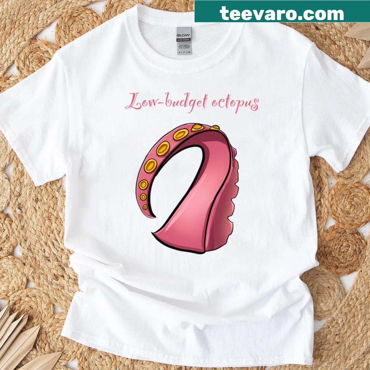 Humorous octopus tentacle graphic on a T-shirt — on a men's t-shirt