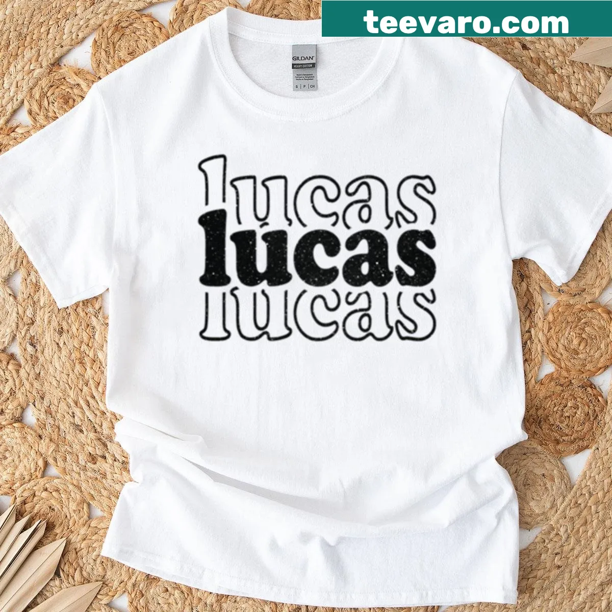 Personalized T-shirt featuring the name Lucas — on a men's t-shirt