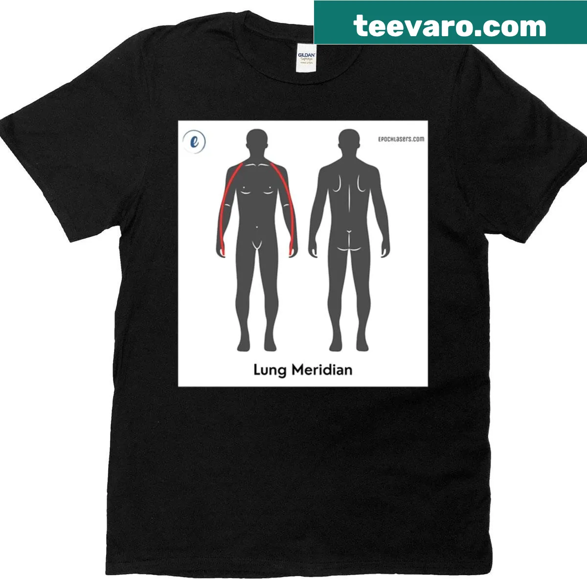Illustration of lung meridian chart for holistic health — on a men's t-shirt