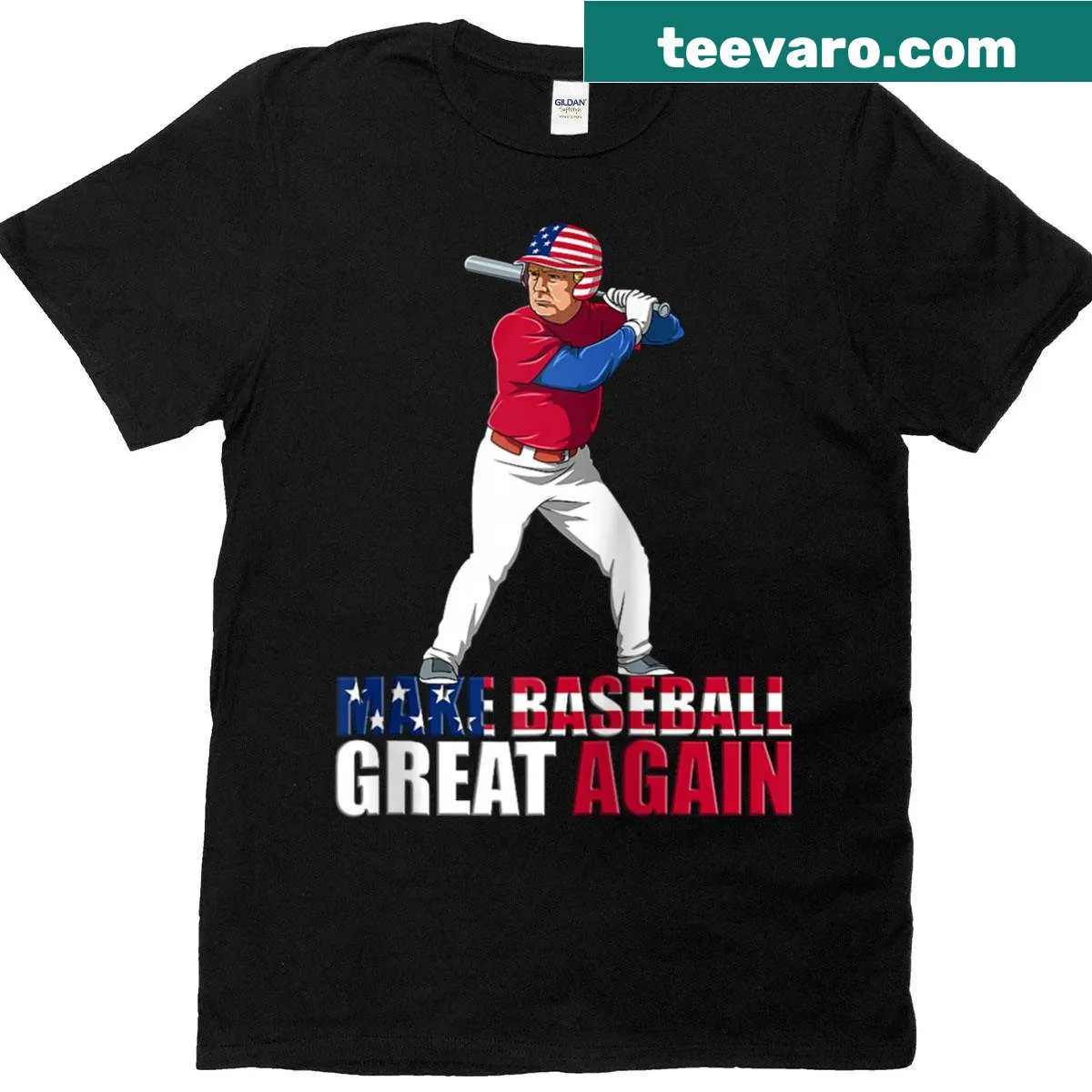 Baseball raglan tee with 'Make Baseball Great Again' text. — on a men's t-shirt
