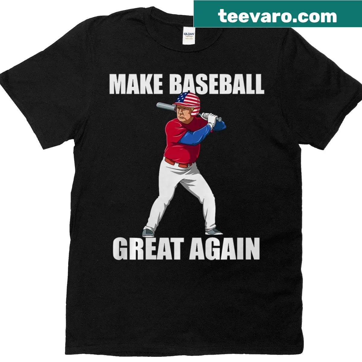T-shirt with the phrase 'Make Baseball Great Again' in bold letters. — on a men's t-shirt