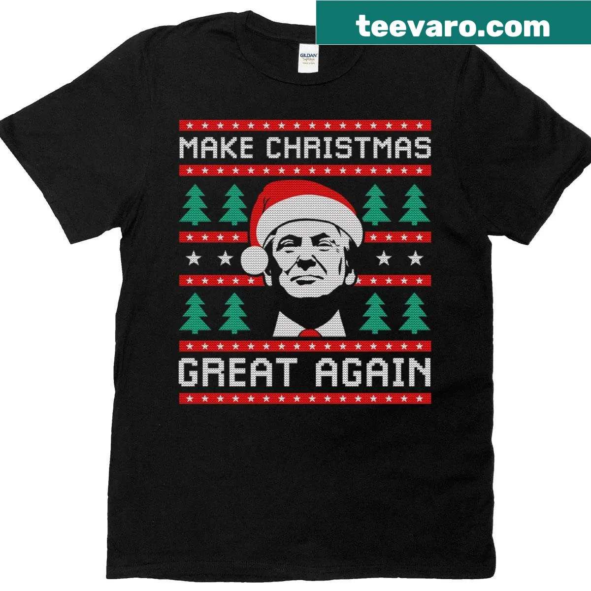 Humorous Christmas T-shirt with 'Make Christmas Great Again' text — on a men's t-shirt