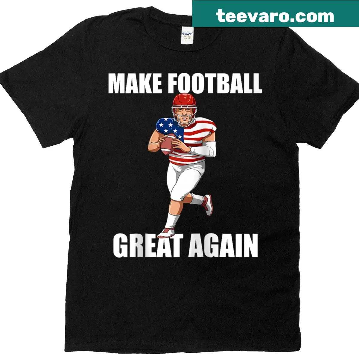Playful football shirt with 'Make Football Great Again' slogan — on a men's t-shirt