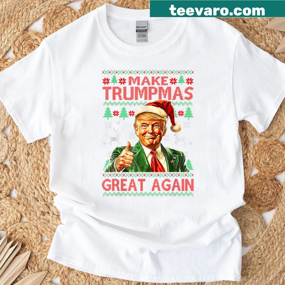 Funny Santa T-shirt with 'Make Trumpmas Great Again' design — on a men's t-shirt