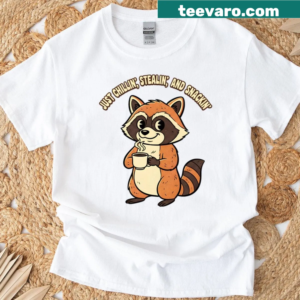 Cartoon raccoon design on a fun children's t-shirt — on a men's t-shirt