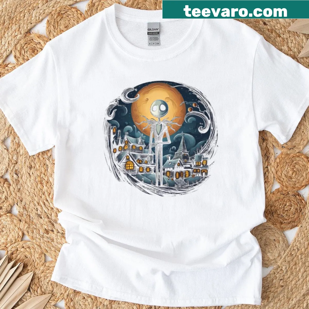 Delightful illustration from Nightmare Before Xmas on t-shirt — on a men's t-shirt