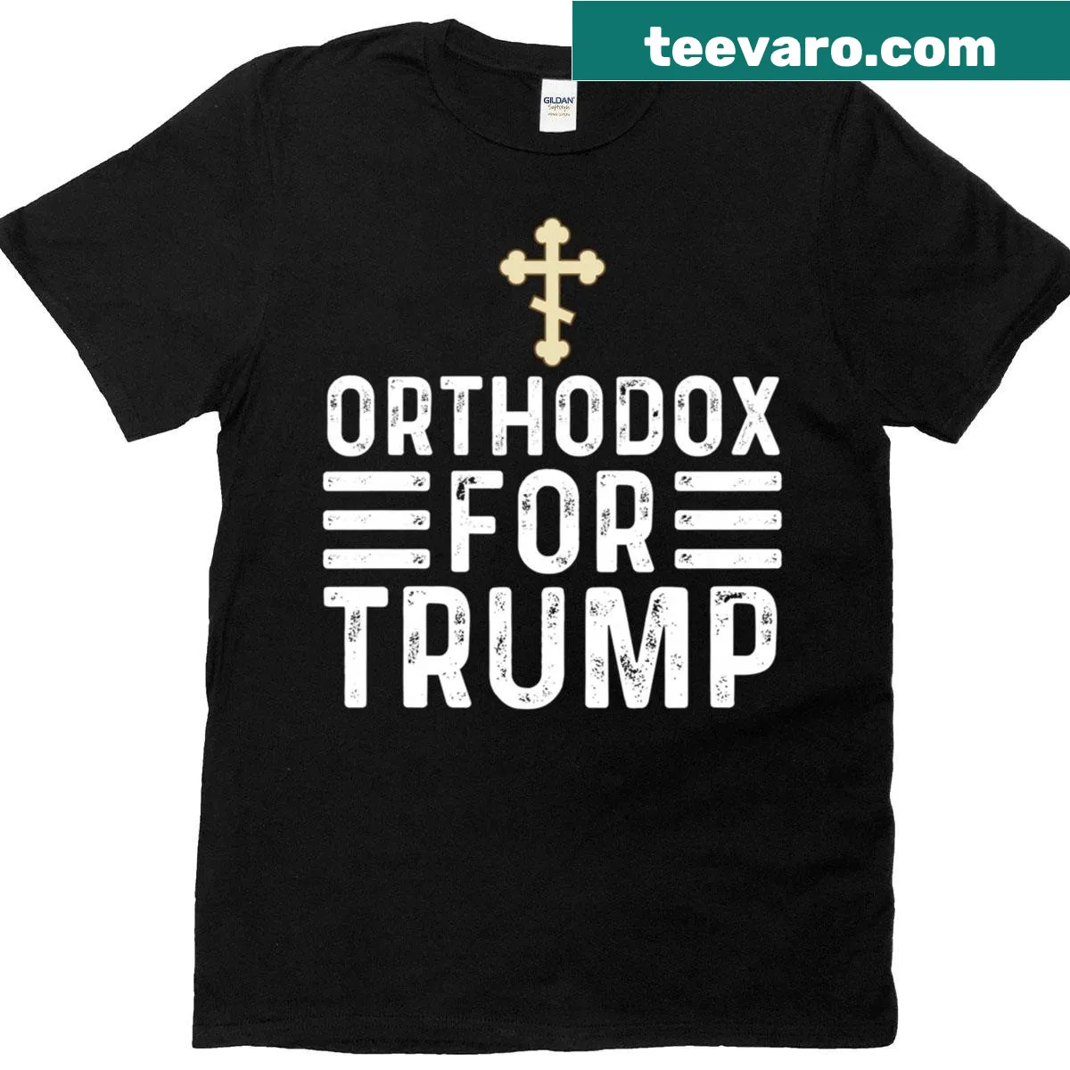 Orthodox For Trump graphic T-shirt — on a men's t-shirt