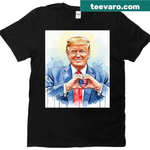 Watercolor heart hands design forming the American flag for patriotism