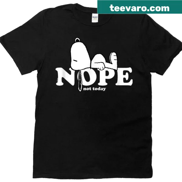Cute Snoopy illustration with 'Nope' text on a kid's t-shirt