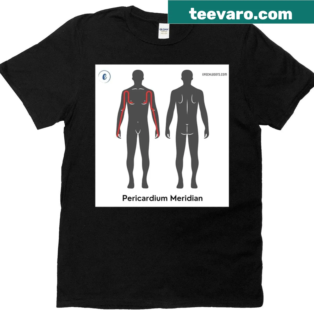 Illustration of the Pericardium Meridian Chart on a t-shirt — on a men's t-shirt