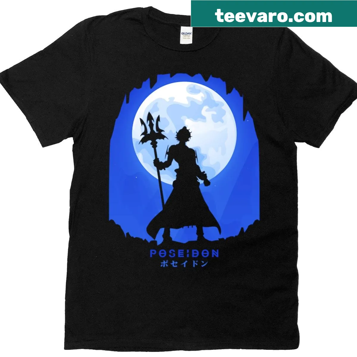 Illustration of Poseidon as a stone figure on T-shirt — on a men's t-shirt