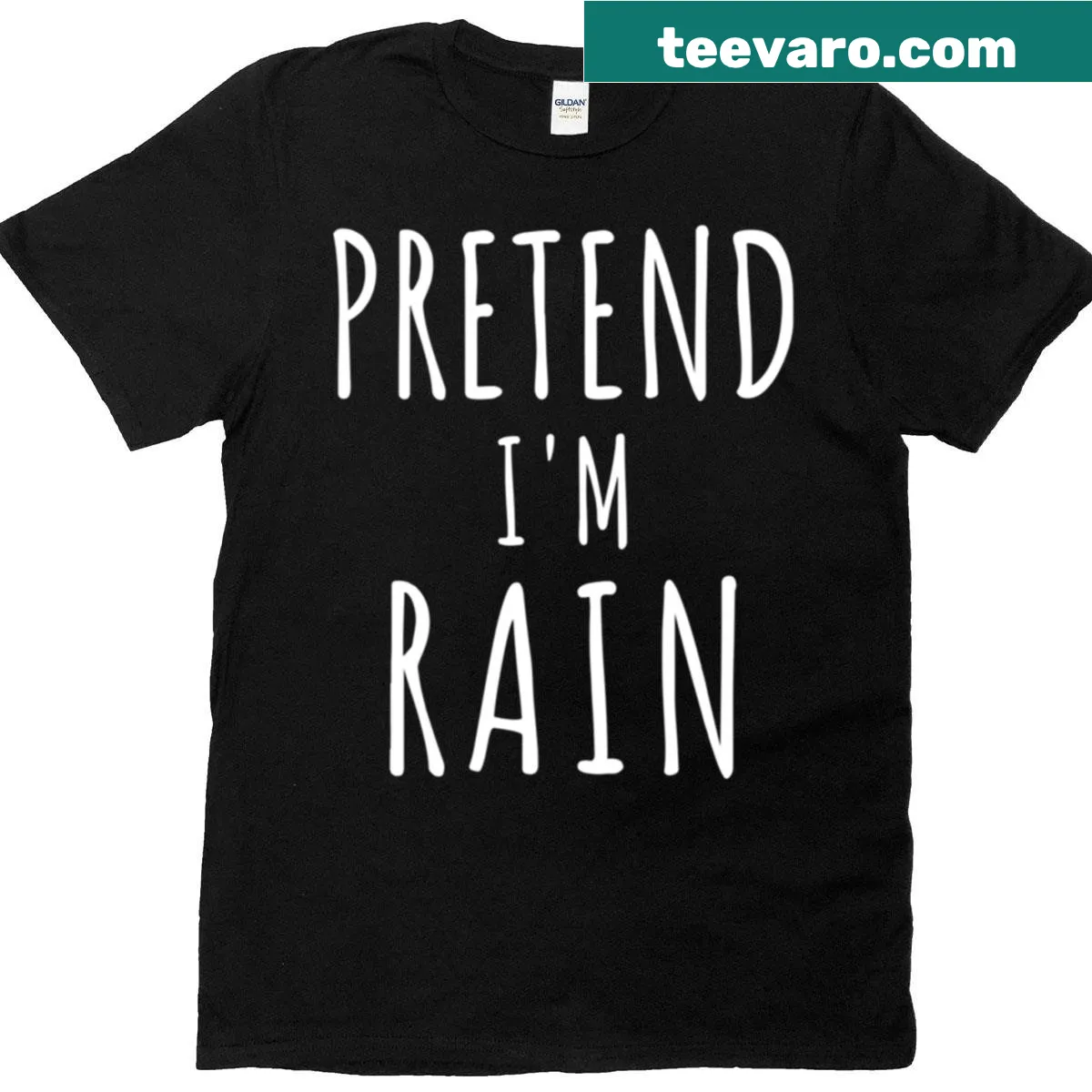 Funny Halloween t-shirt with the phrase 'Pretend I'm Rain' and graphics — on a men's t-shirt