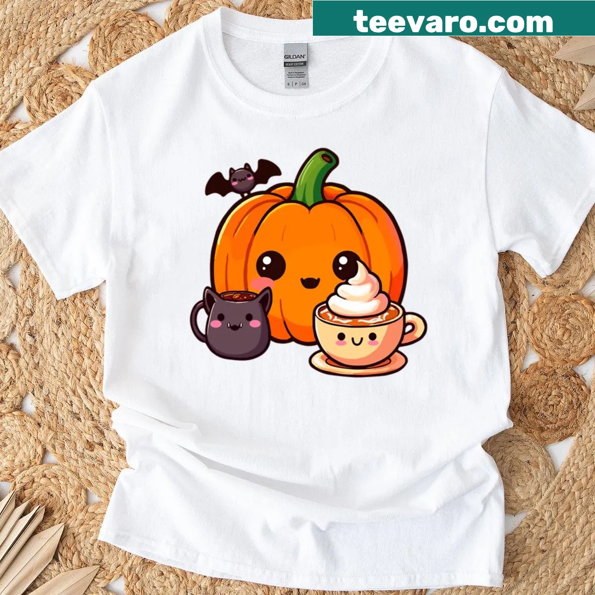 Illustrated t-shirt featuring pumpkins for the Pumpkin Festival — on a men's t-shirt