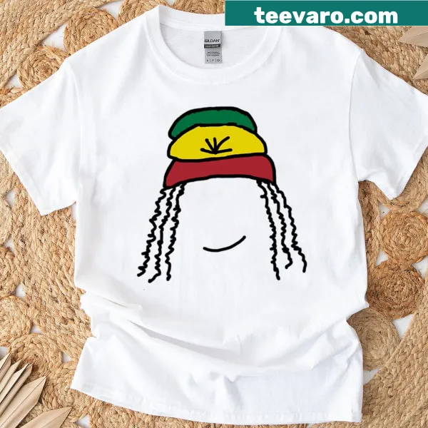 Rasta themed shirt with a joyful smile graphic