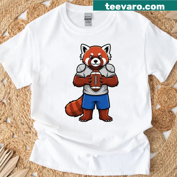 Cheerful Red Panda Football Player shirt for kids