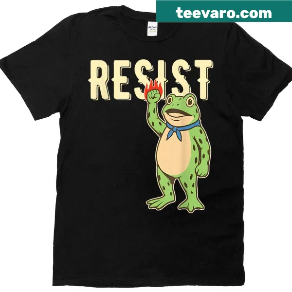 Political T-shirt featuring a frog with resistance message