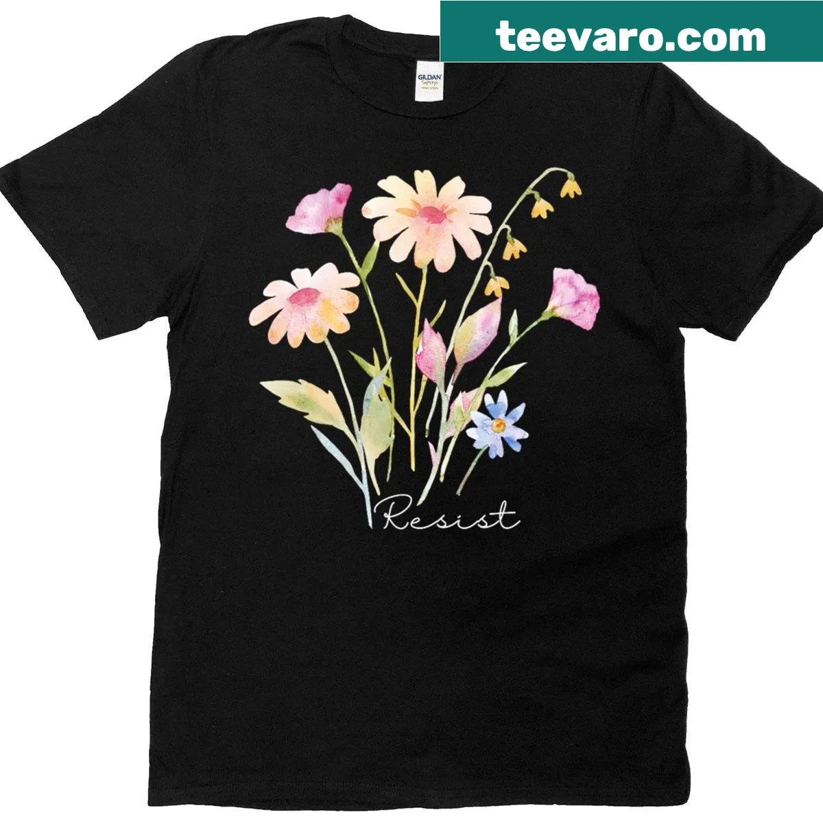Floral design shirt with anti-Trump message — on a men's t-shirt
