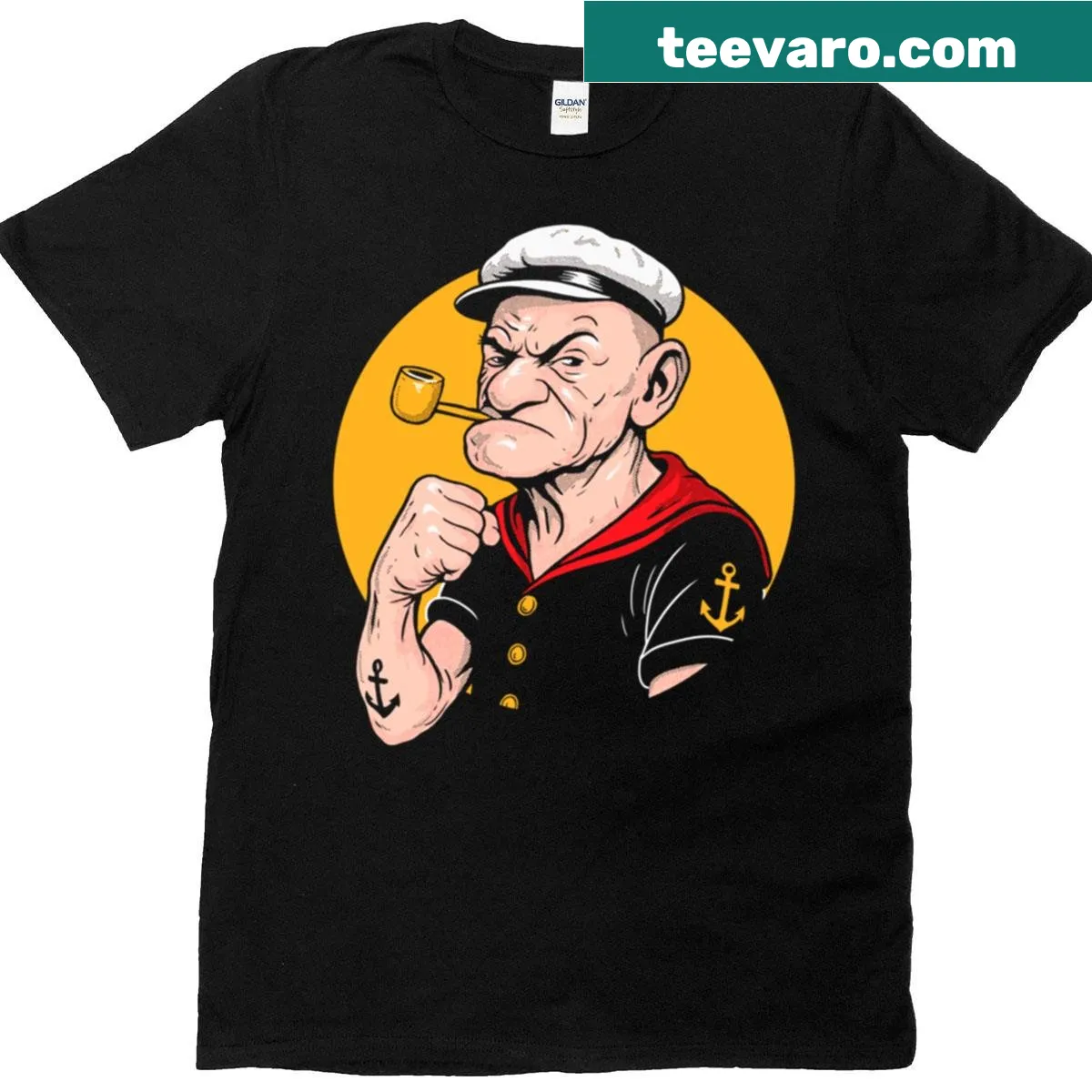 Retro-themed power t-shirt with nostalgic design — on a men's t-shirt