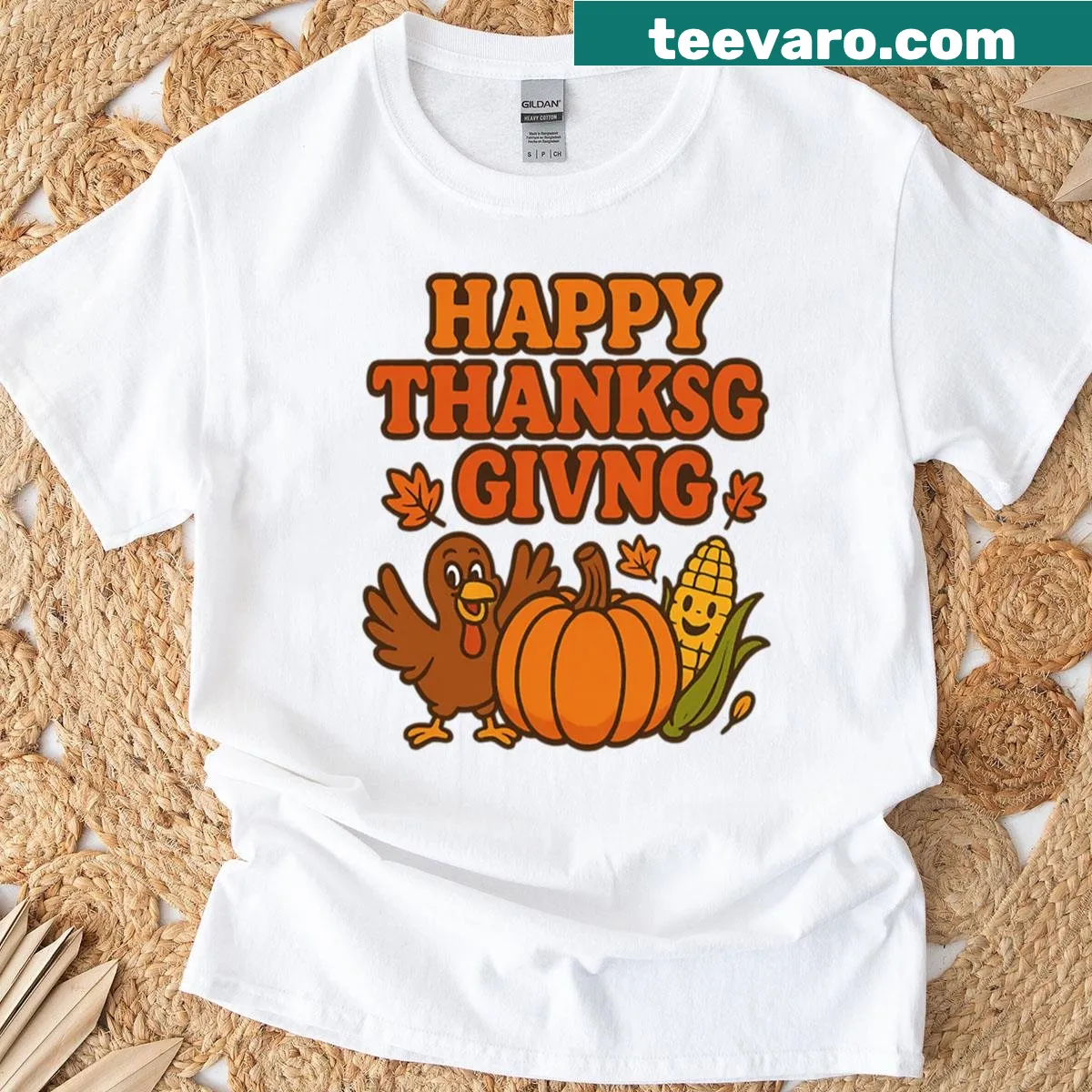 Retro-style Thanksgiving shirt with fun text — on a men's t-shirt