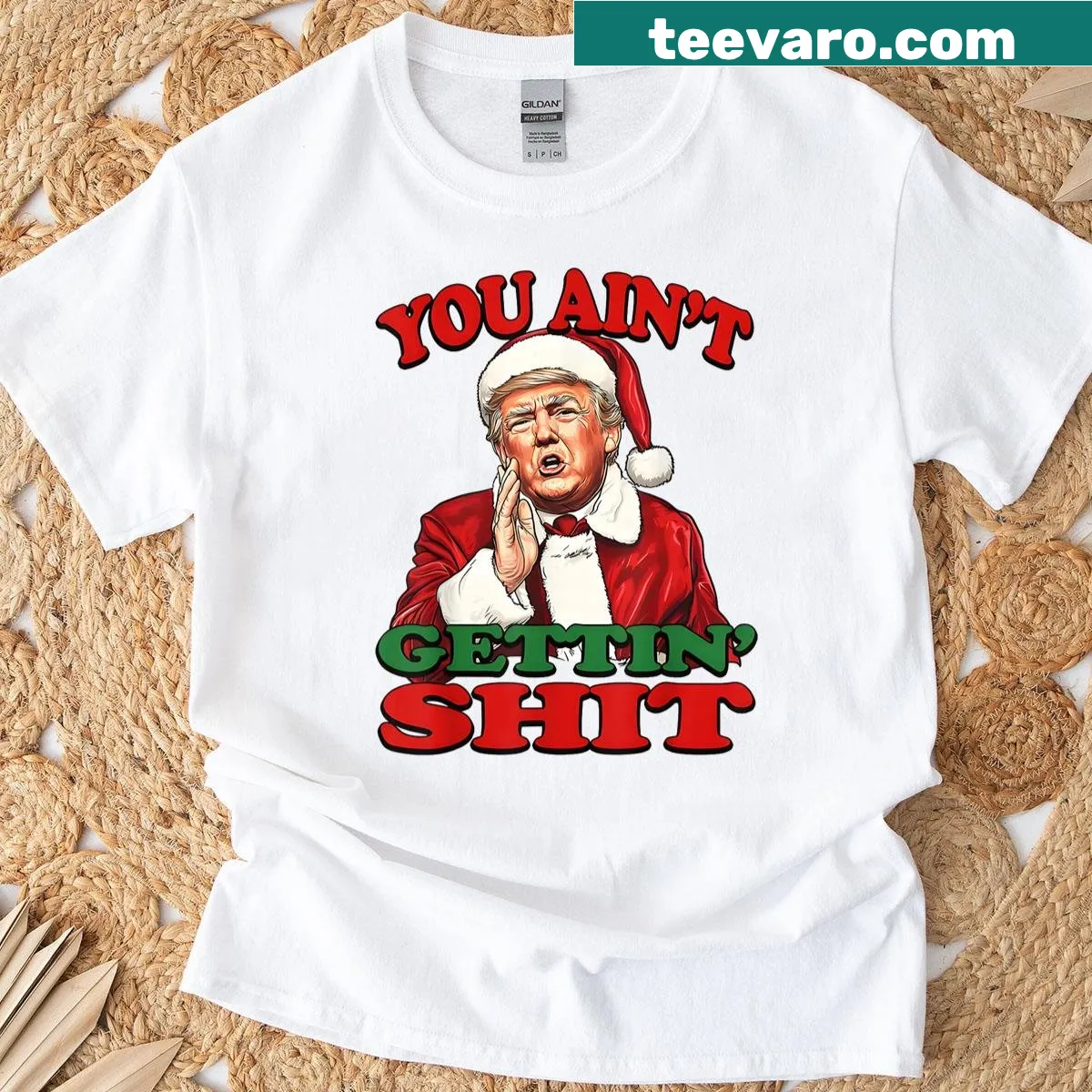 Funny Santa Trump T-shirt with humorous Christmas phrase — on a men's t-shirt