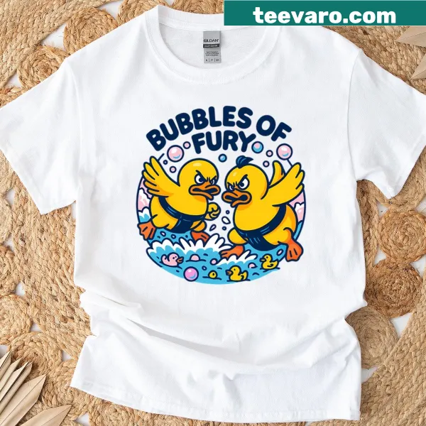 Oversized T-shirt with comic rubber duck sumo match design