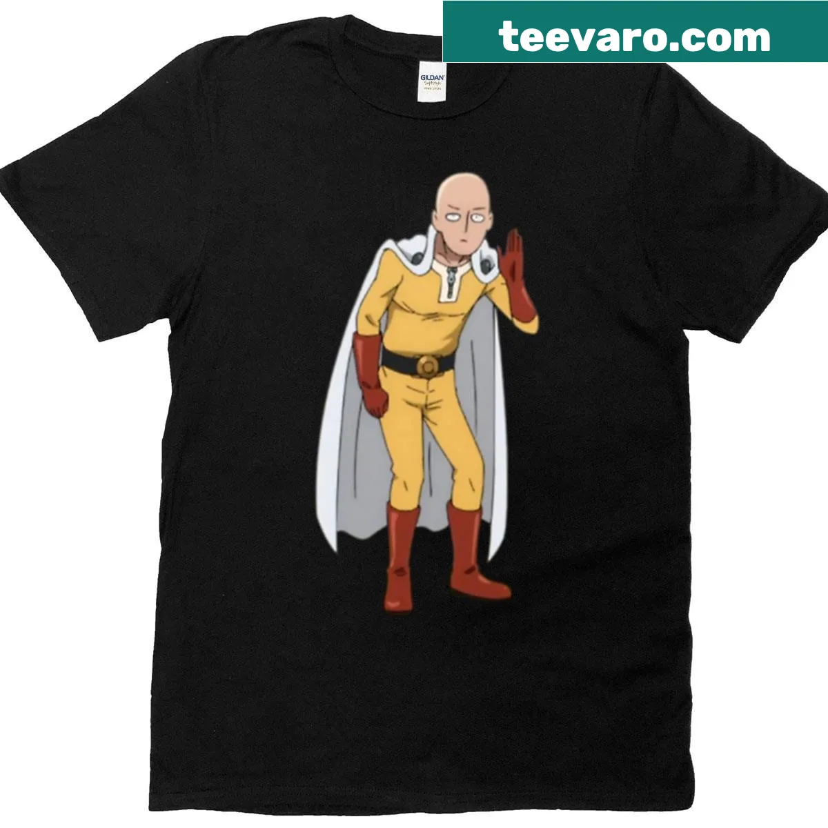 Saitama entering the spotlight with action-packed design — on a men's t-shirt