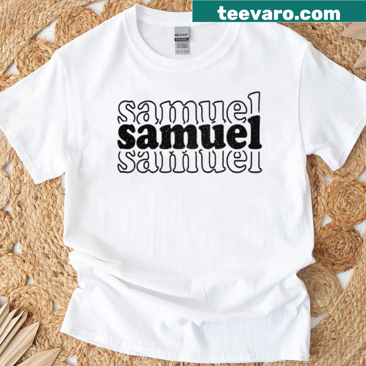 Personalized T-shirt featuring the name Samuel — on a men's t-shirt