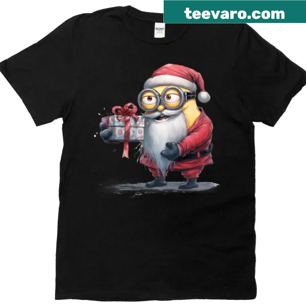 Cartoon Santa Claus Minion graphic T-shirt for Christmas