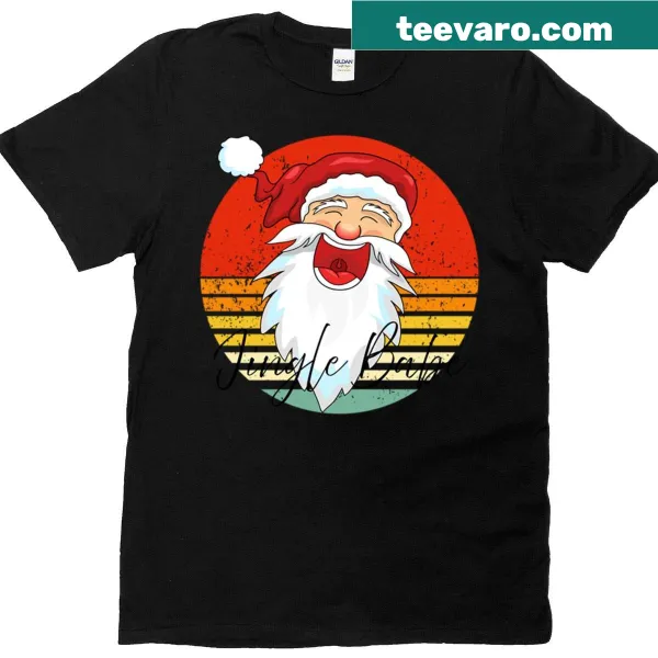 Playful Santa graphic with jingle bells theme