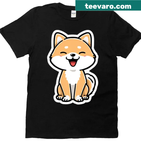 Cartoon Shiba Inu puppy illustration in a joyful pose