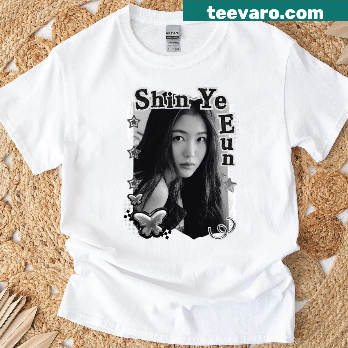 Black and white collage design of Shin Ye-eun — on a men's t-shirt