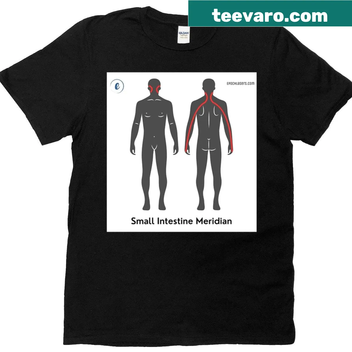 Small Intestine Meridian Chart design T-shirt for holistic health — on a men's t-shirt