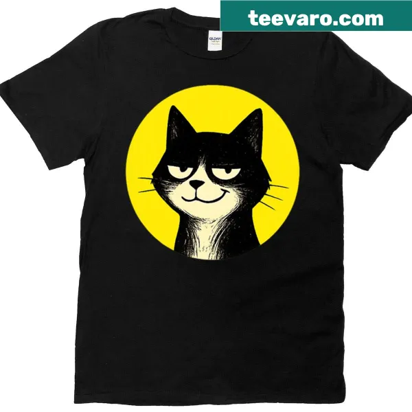 Oversized t-shirt featuring a smug cat graphic