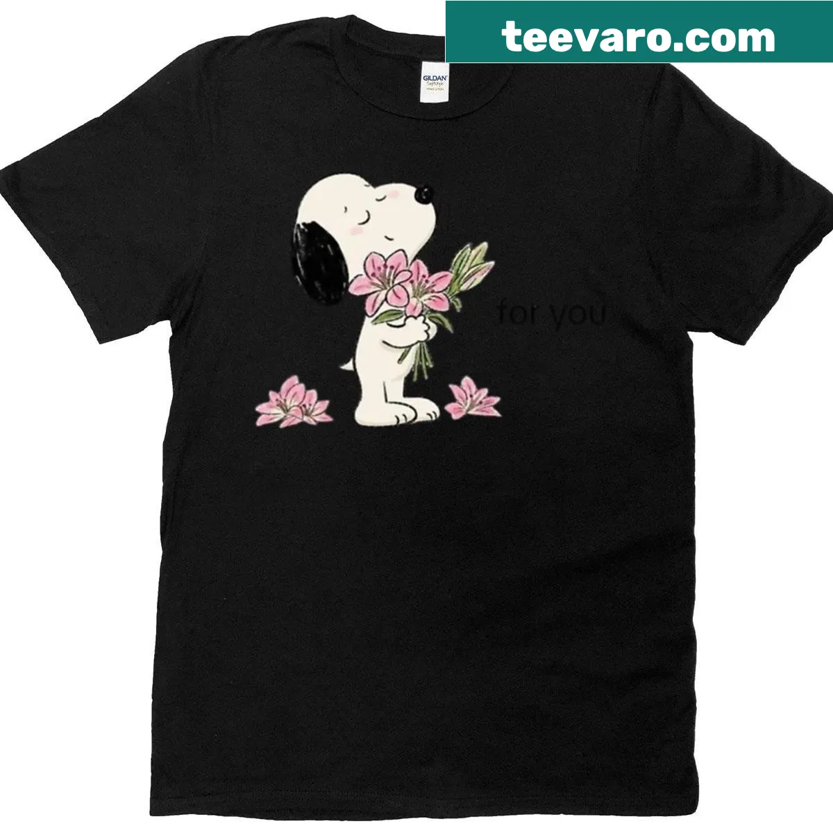 Vintage-style Snoopy graphic expressing love on a T-shirt — on a men's t-shirt