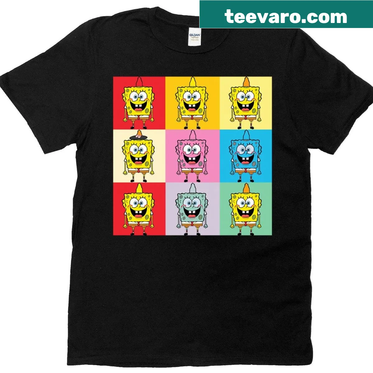 Oversized T-shirt featuring Spongebob in pop-art style. — on a men's t-shirt