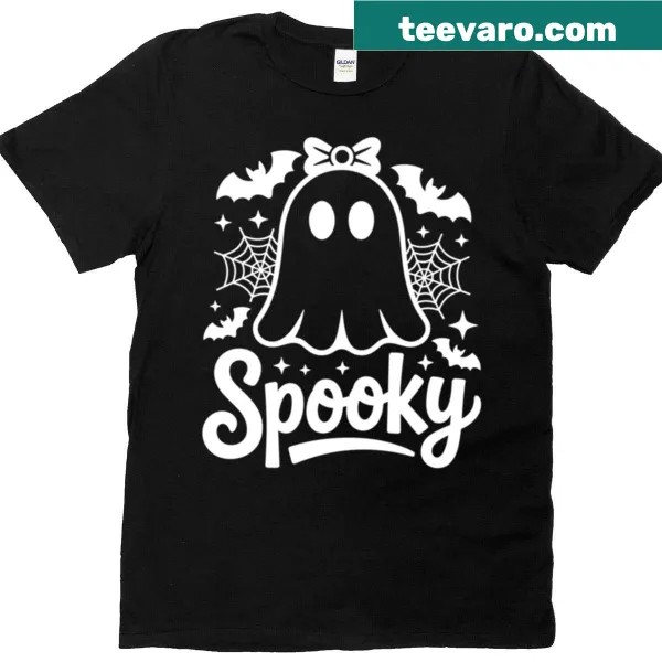 Cute cartoon ghost graphic on a casual shirt