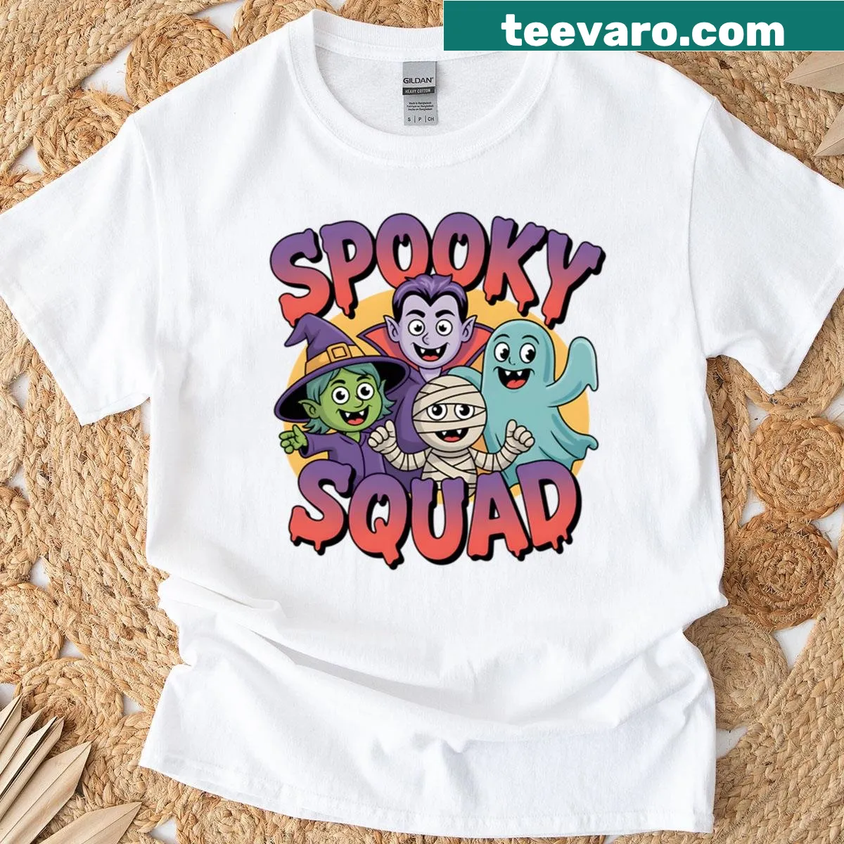 Cartoon design of cute Halloween monsters on a t-shirt. — on a men's t-shirt
