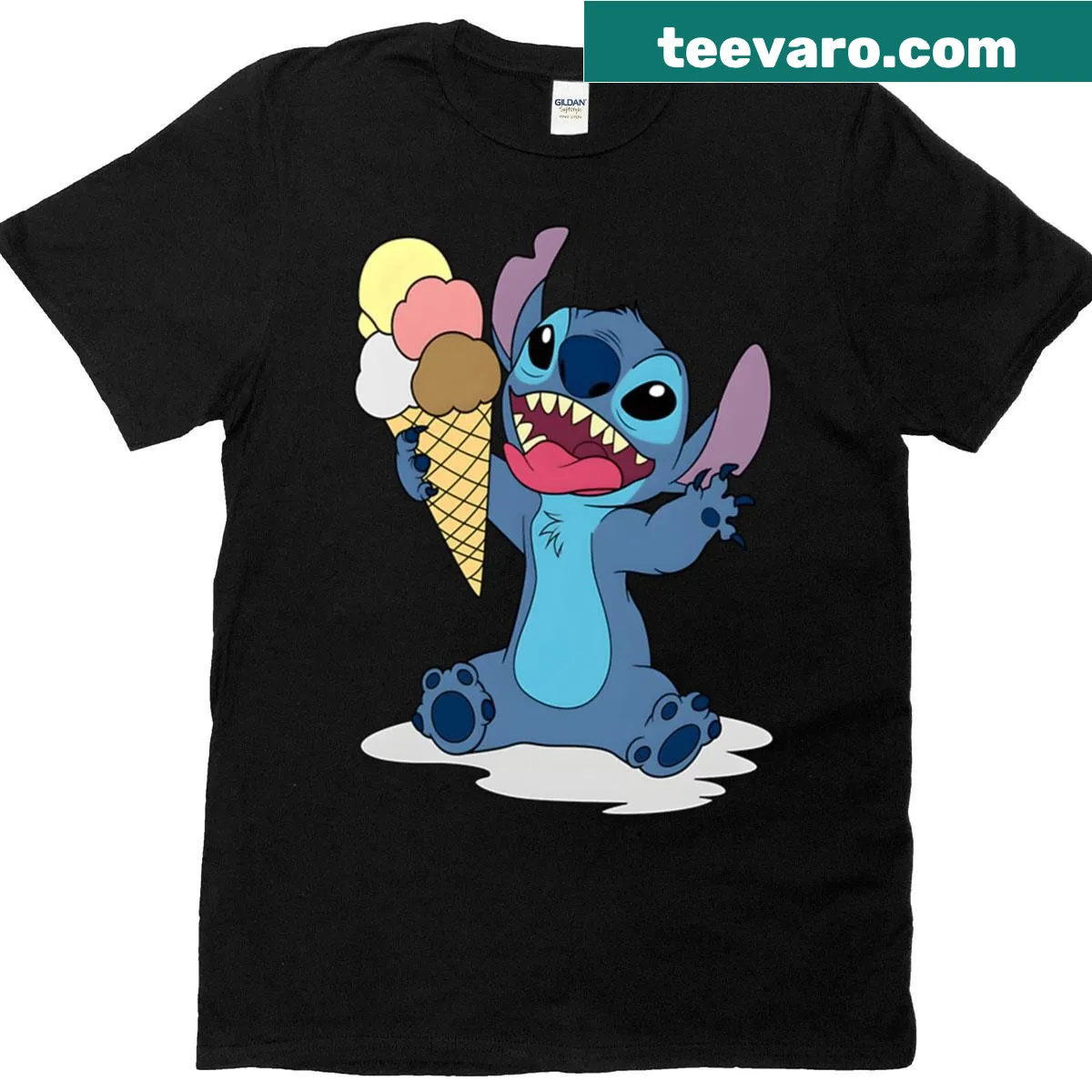 Cute Stitch t-shirt with ice-cream illustration — on a men's t-shirt