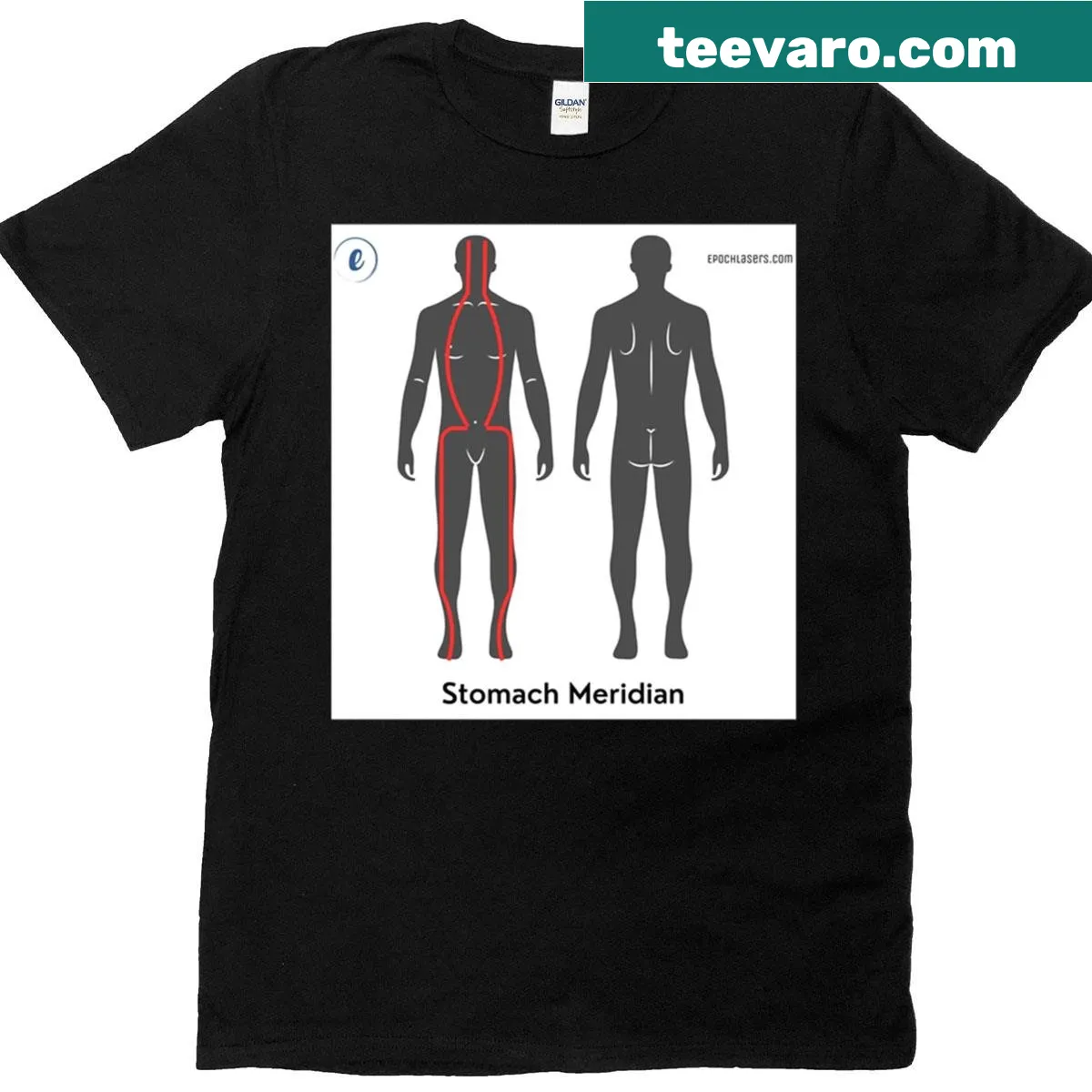 Illustration of stomach meridian chart on T-shirt — on a men's t-shirt